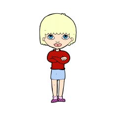 comic cartoon woman with folded arms