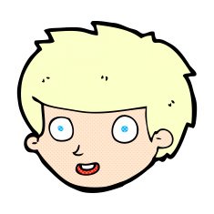 comic cartoon happy boy's face