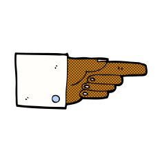 comic cartoon pointing hand