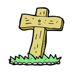 comic cartoon wooden cross grave N2
