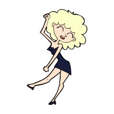 comic cartoon dancing woman
