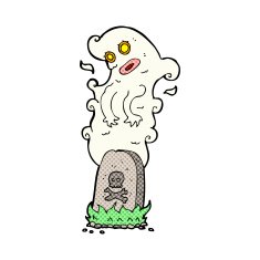 comic cartoon ghost rising from grave N3