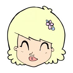 comic cartoon happy female face N2