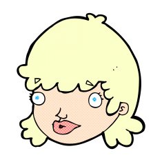 comic cartoon female face with surprised expression N2