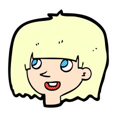 comic cartoon happy female face N6