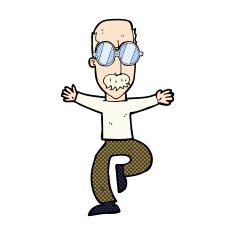 comic cartoon old man wearing big glasses