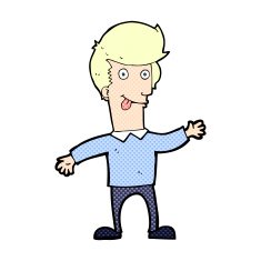 comic cartoon man sticking out tongue