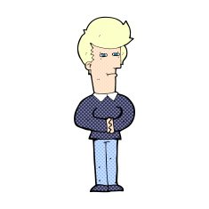 comic cartoon man narrowing his eyes