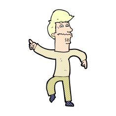 comic cartoon worried man pointing
