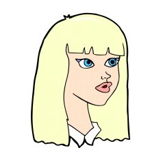 comic cartoon pretty girl with long hair