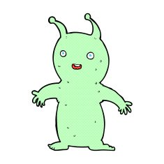 comic cartoon happy little alien