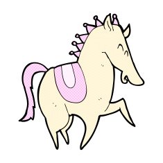 comic cartoon prancing horse