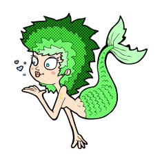 comic cartoon mermaid blowing a kiss