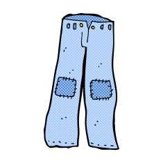 comic cartoon patched old jeans N2