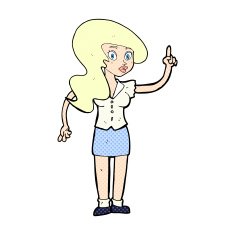 comic cartoon pretty woman with idea