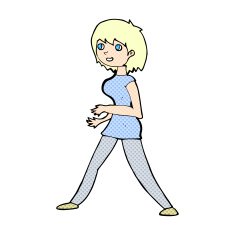 comic cartoon woman walking