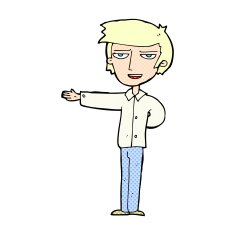 comic cartoon man gesturing welcome