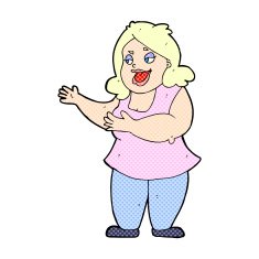 comic cartoon happy fat woman