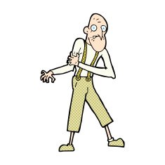 comic cartoon old man having heart attack