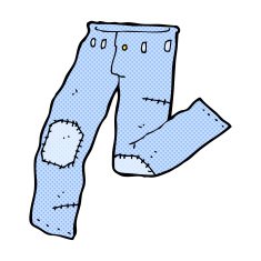 comic cartoon patched old jeans N3