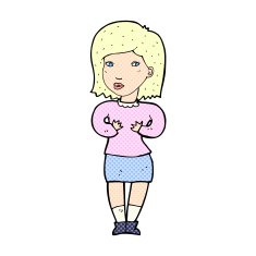 comic cartoon woman making excuses