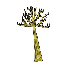 comic cartoon winter tree