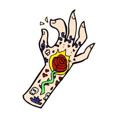 comic cartoon tattoo hand
