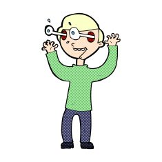 comic cartoon man with popping out eyes