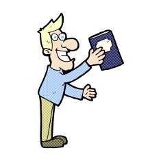 comic cartoon man with book