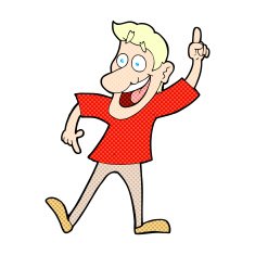 comic cartoon man with great idea