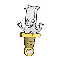 crazy comic cartoon knife character