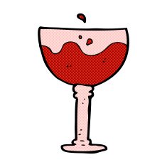 comic cartoon glass of red wine