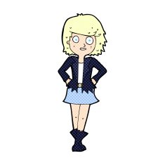 comic cartoon girl in jacket