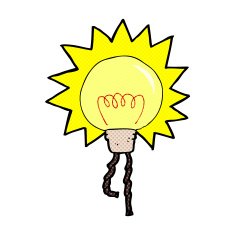 comic cartoon light bulb