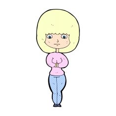 comic cartoon shy woman N2