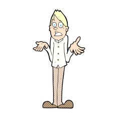 comic cartoon man shrugging shoulders