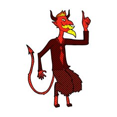 comic cartoon devil in shirt and tie