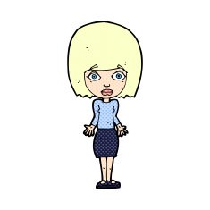 comic cartoon woman shrugging shoulders N8