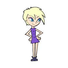 comic cartoon girl with hands on hips