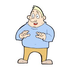 comic cartoon excited overweight man