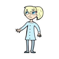 comic cartoon worried girl