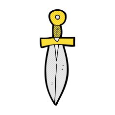 comic cartoon old dagger