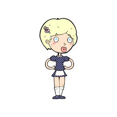 comic cartoon woman in french maid outfit