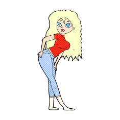 comic cartoon attractive woman looking surprised
