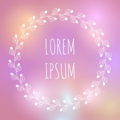 Vector hand drawn wreath on blurred background