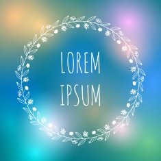 Vector hand drawn wreath on blurred background N2