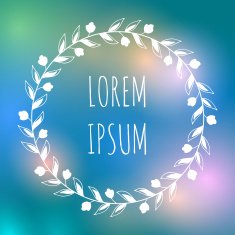 Vector hand drawn wreath on blurred background N4