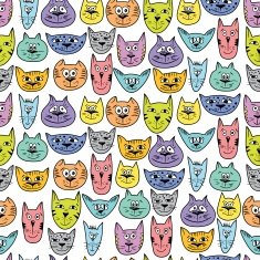 Colorful cute cat pattern