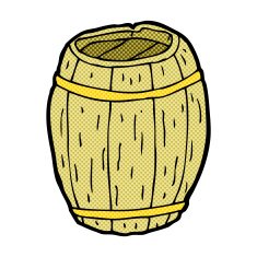 comic cartoon wooden barrel