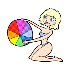 comic cartoon bikini girl with beach ball
